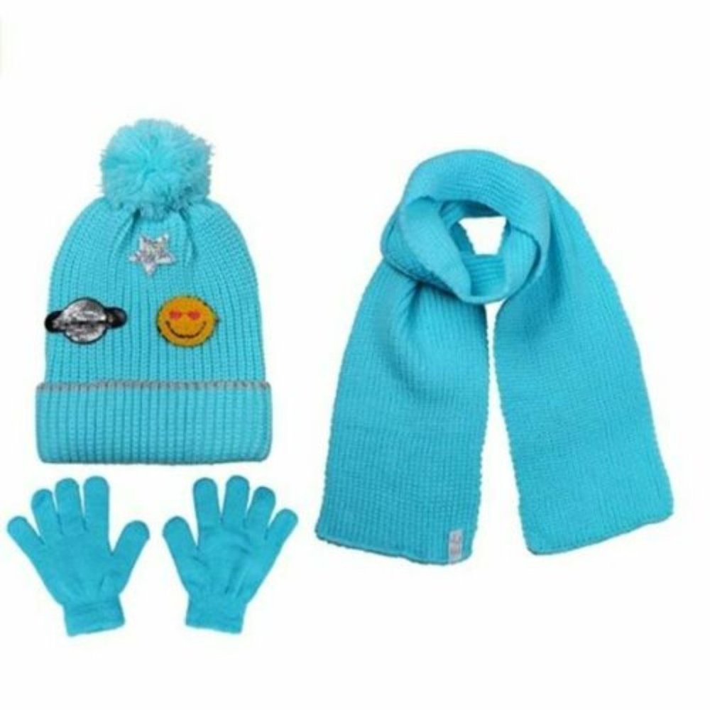 NWT Turquoise Blue Hat Gloves Scarf Set S.W.A.K. Brand
